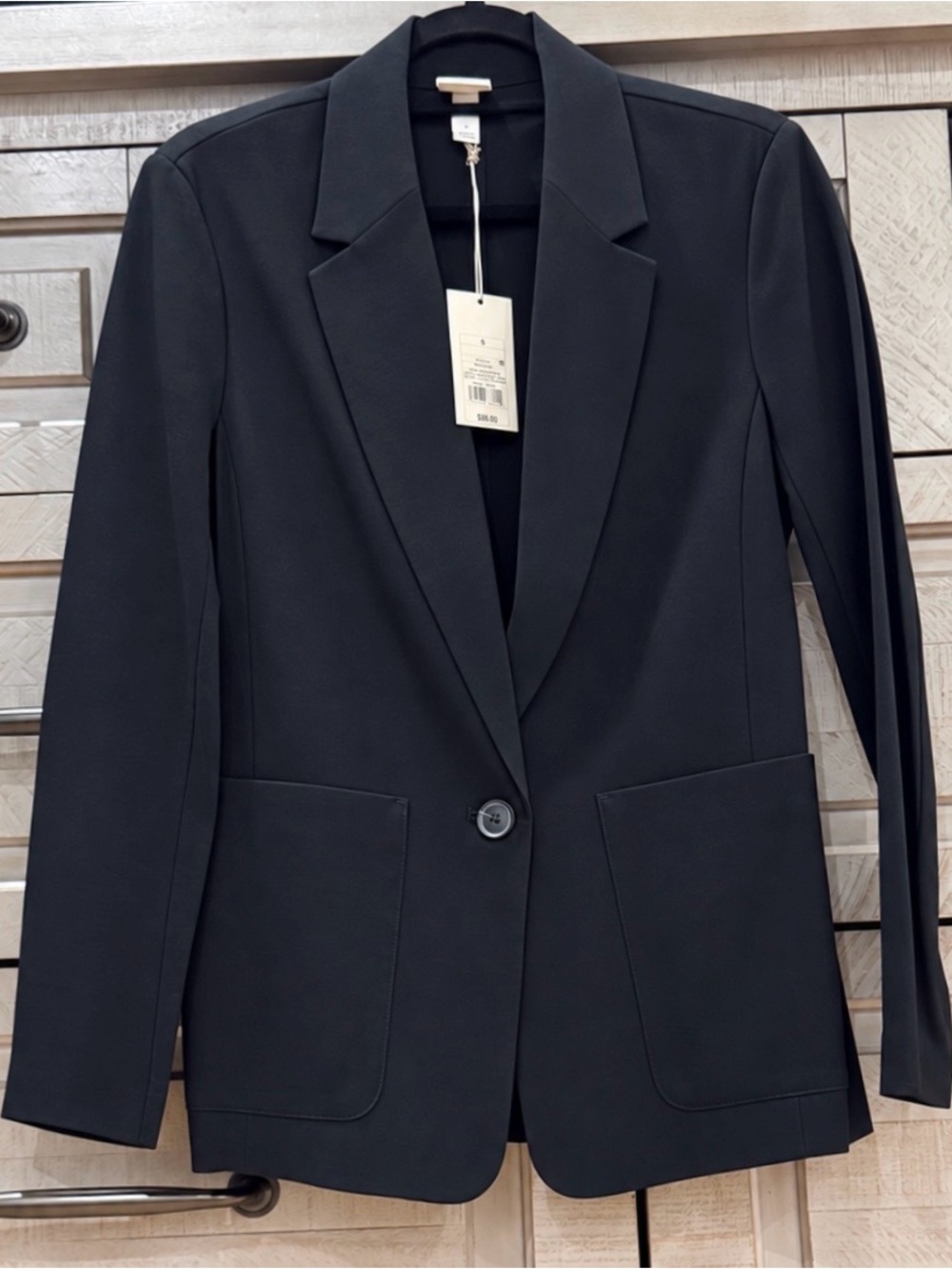 a new day Black Single-Button Notch Lapel Blazer